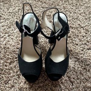 Chunky black heels